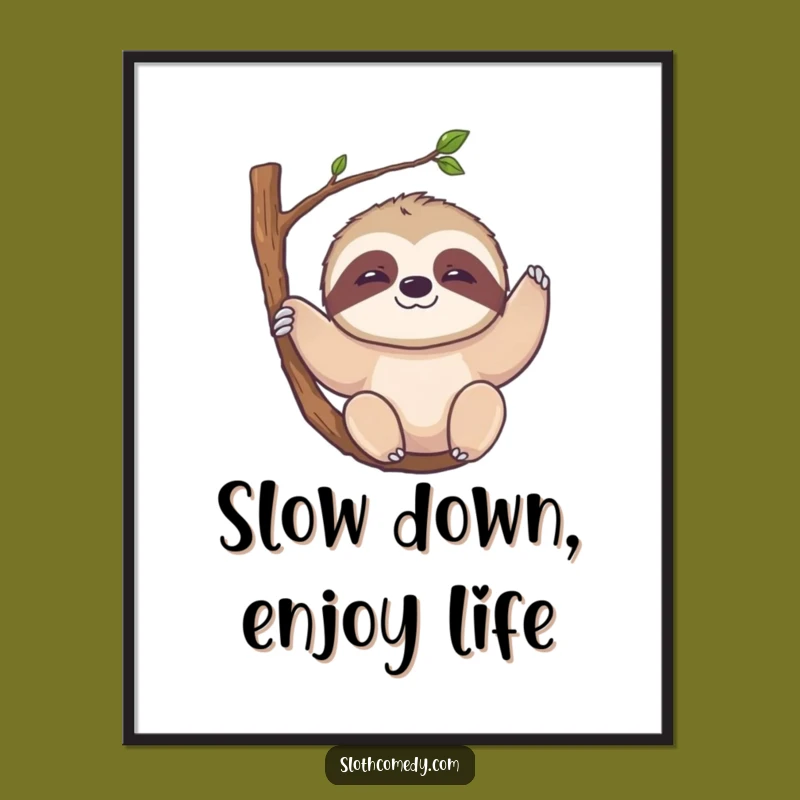 Free Printable Wall Art: Slow Smile Sloth, Relaxed Kawaii Downloadable Art for Your Room!