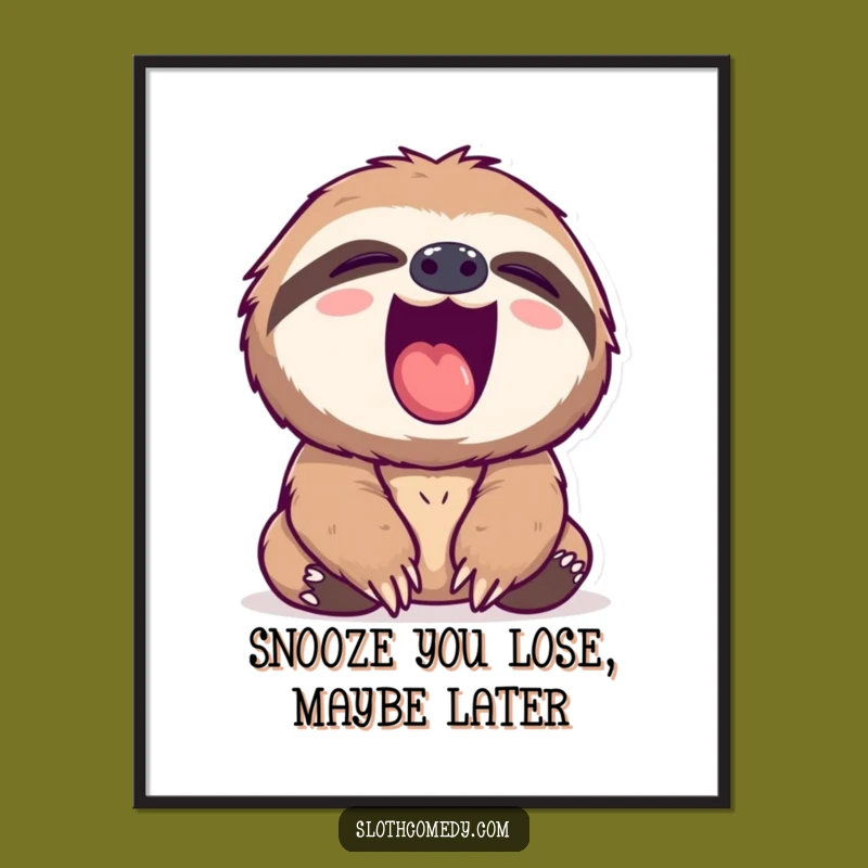 Free Printable Sloth Wall Art: Big Yawn Decor, Funny Downloadable Art