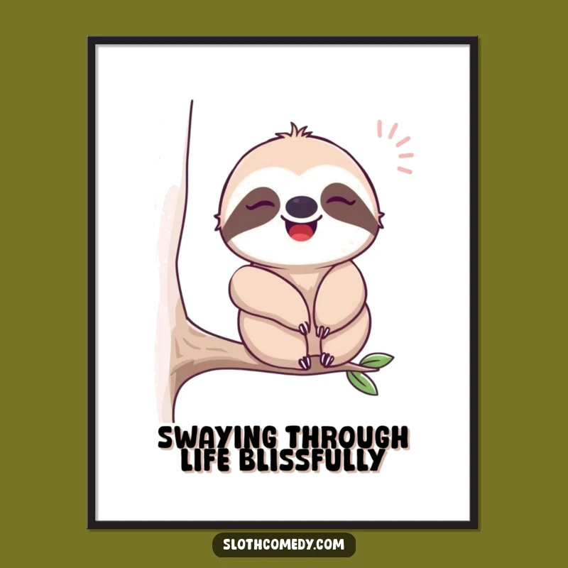 Free Printable Wall Art: Happy Sloth Sighing - Funny Downloadable Art