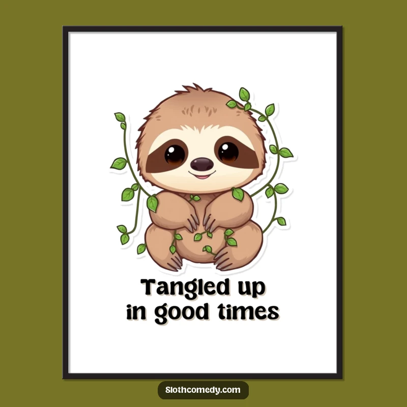 Free Printable Wall Art: Vine Sloth - Funny Downloadable Decor