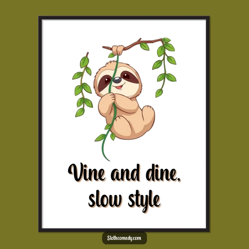 Free Printable Wall Art: Humorous Sloth Vine Tangled Downloadable Decor for Quirky Spaces