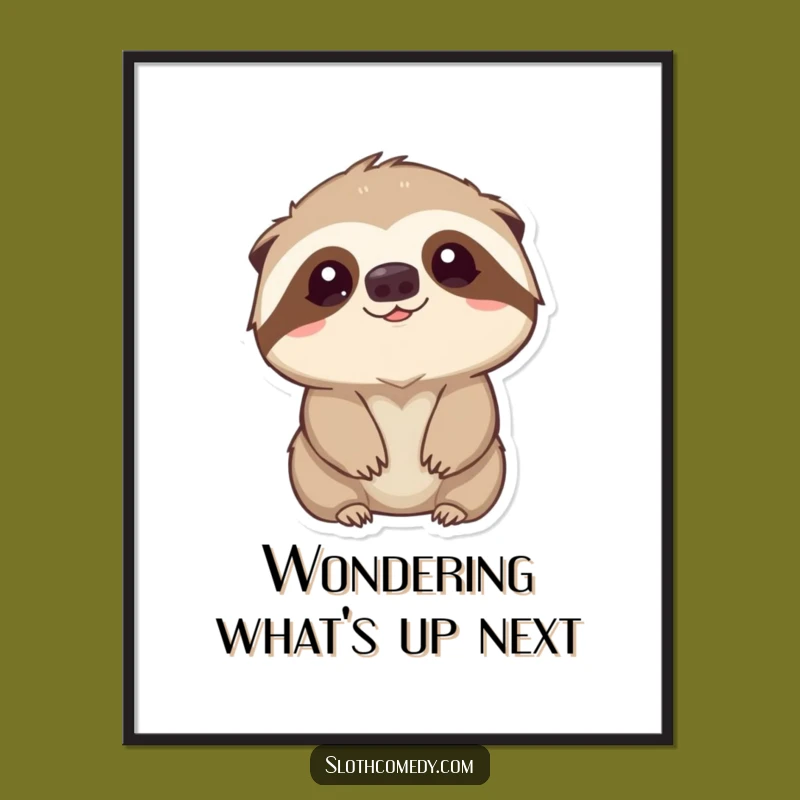 Free Printable Sloth Wall Art Funny Downloadable Decor 'Curious Look' Sweetness