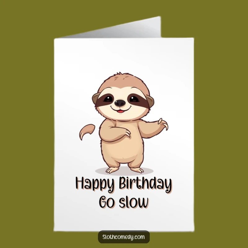 Free Printable Birthday Card: Dancing Sloth, Funny Downloadable Gift for a Hilariously Slow Party