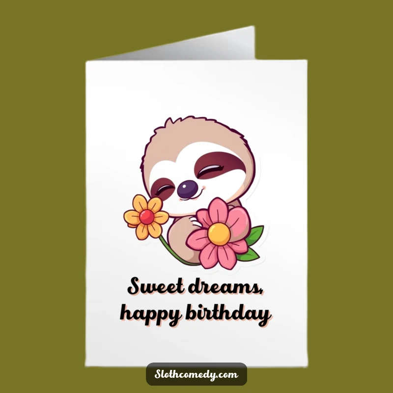 Free Printable Birthday Card: Funny Sloth Wink, Sweet Birthday Wish for You!
