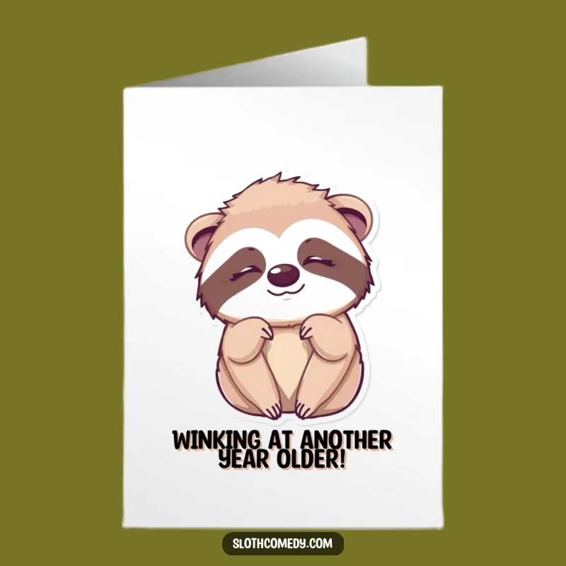 Free Printable Birthday Card: Sleepy Wink Sloth! Cheeky Downloadable Greeting for Fun Parties