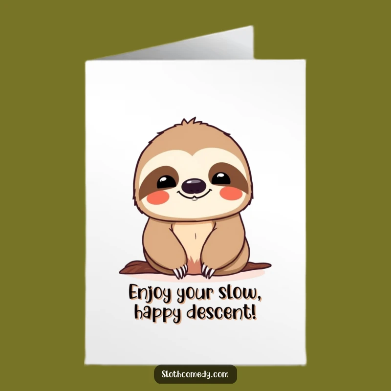 Free Printable Birthday Card: Smiling Sloth Descending, Joyful Downloadable Gift
