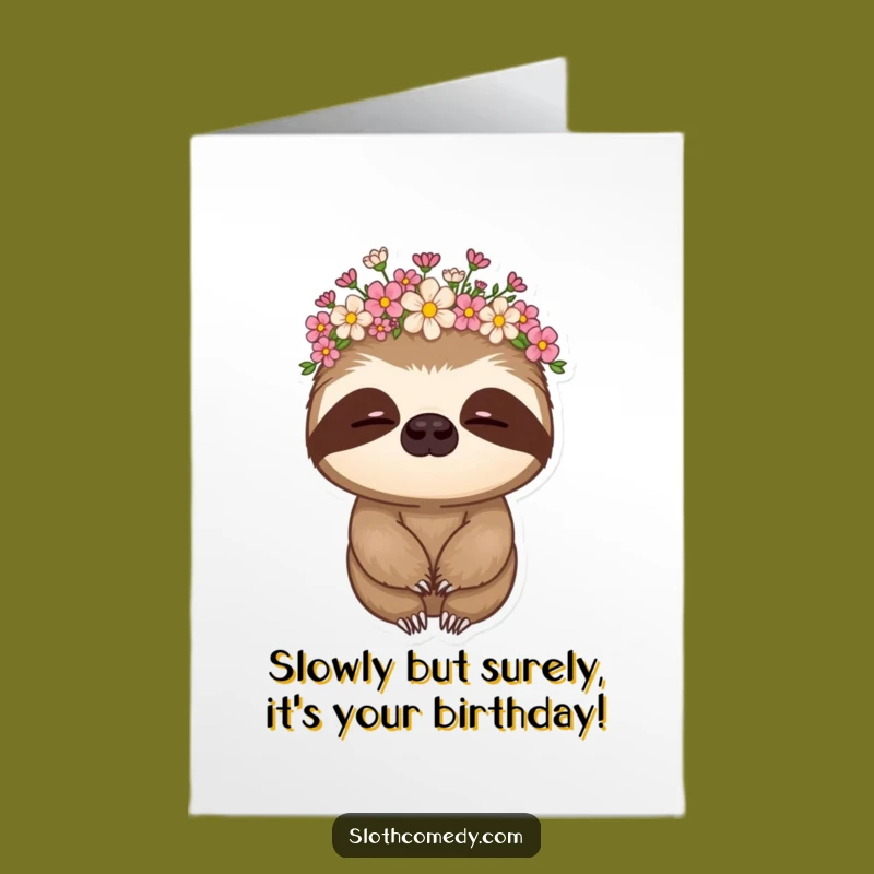 Free Printable Sloth Birthday Card: Crowned & Calm, Humorous DIY Downloadable Gift