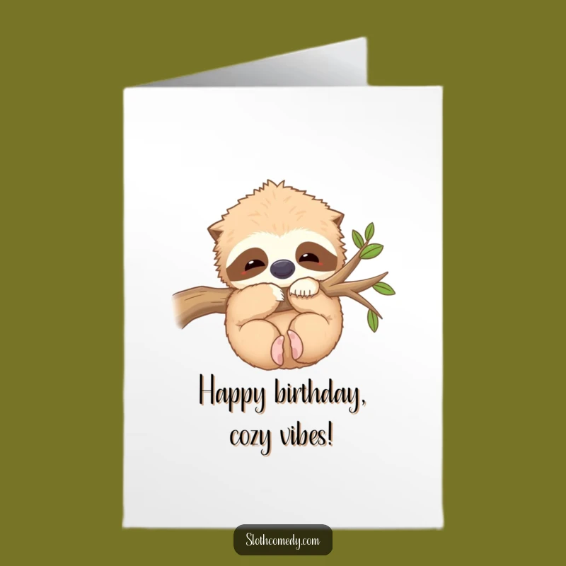 Free Printable Sloth Birthday Card Funny Downloadable Gift 'Contented Hug' Wish