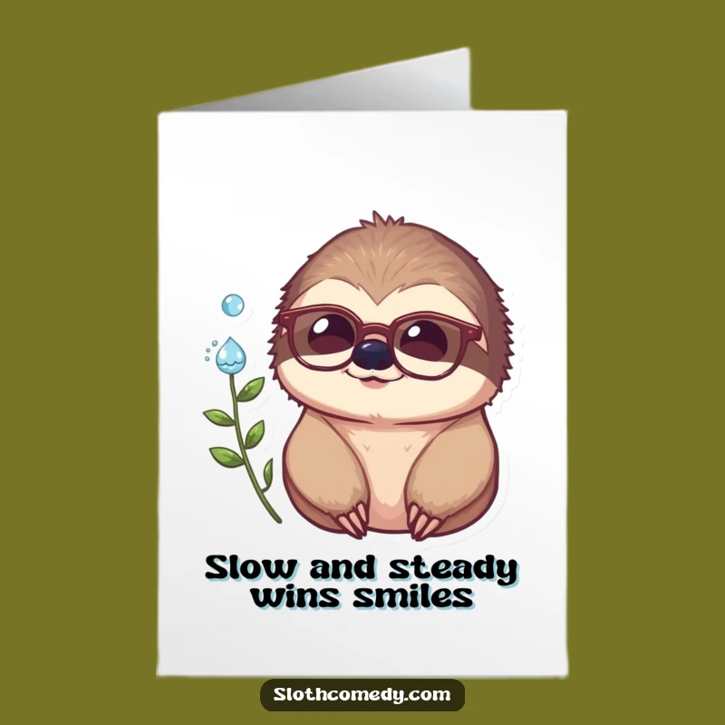 Free Printable Sloth Birthday Card: Funny Specs Spectacles Downloadable Gift
