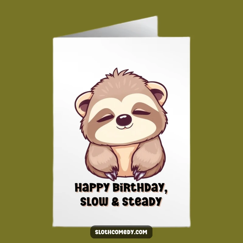Free Printable Birthday Card: Peaceful Sloth - Chill Downloadable Birthday Gift