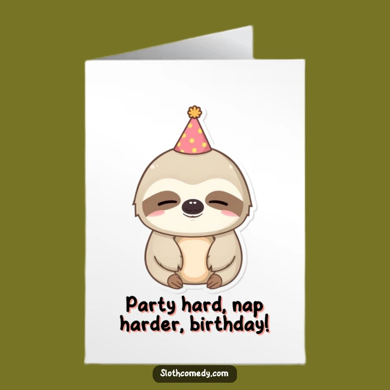 Free Printable Birthday Card: Sleepy Sloth Party Funny Downloadable Gift