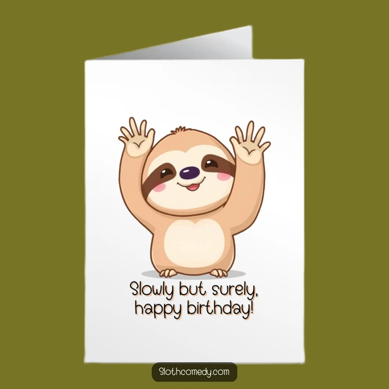 Free Printable Sloth Happy Birthday Card: Funny Slow Wave Downloadable Gift