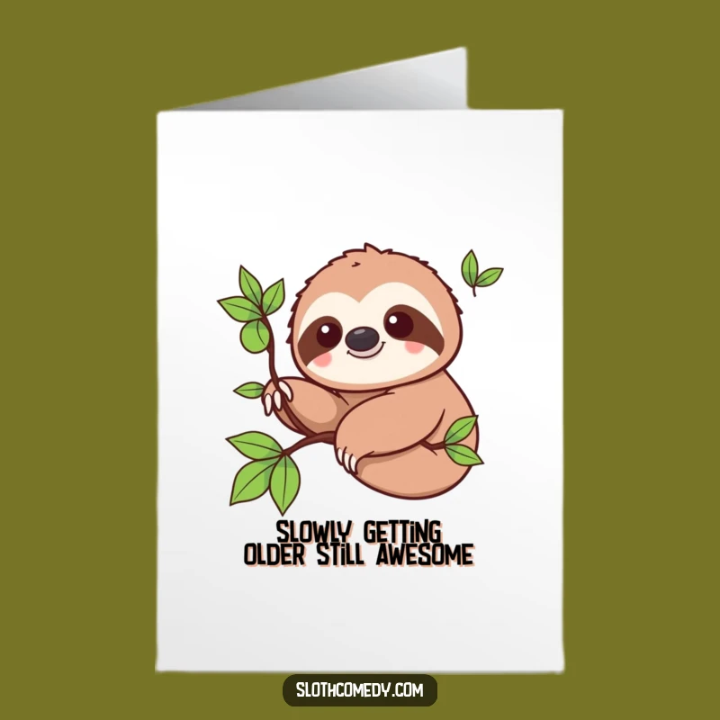 Free Printable Birthday Card: Funny Kawaii Sloth Slow Smile, Perfect Downloadable Gift