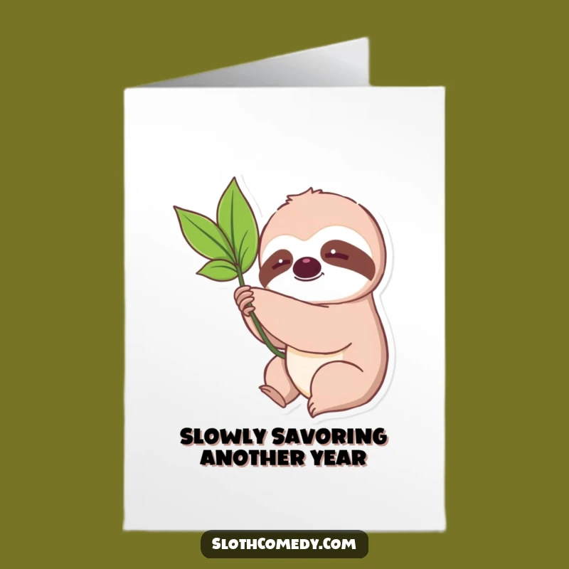 Free Printable Birthday Card: Sloth Reaching Leaf! Slow & Steady Downloadable Greeting for Fun