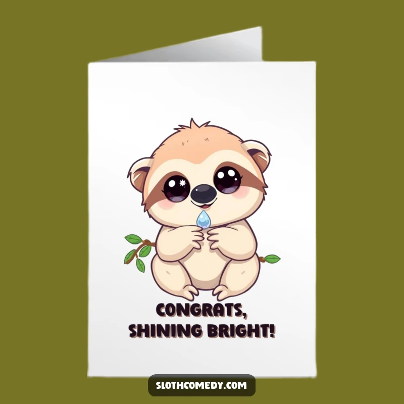 Free Printable Congrats Card: Adorable Sloth Dewdrop Downloadable Greeting for Achievements