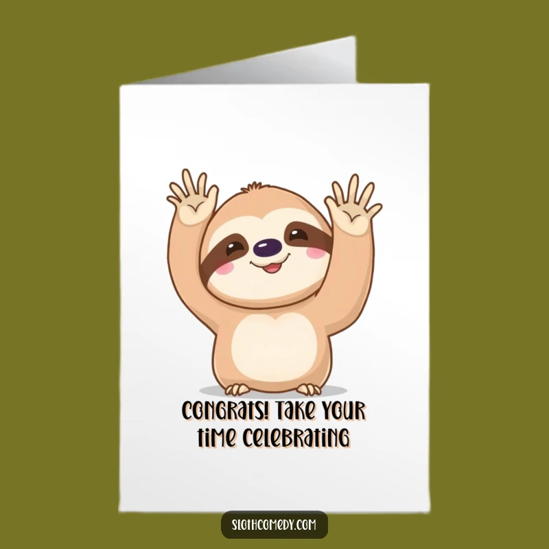 Free Printable Sloth Congrats Card: Funny Slow Wave Downloadable for Success