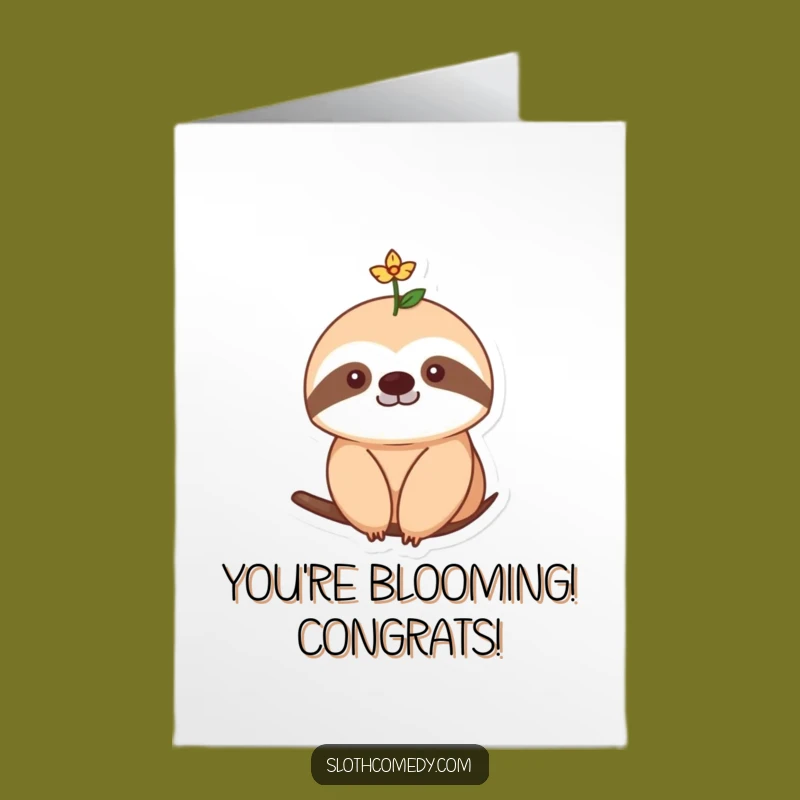 Free Printable Congrats Card: Flower Sloth - Humorous Downloadable Gift