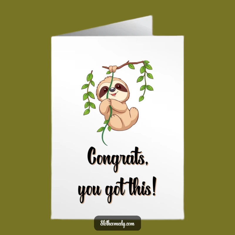 Free Printable Congrats Card: Humorous Sloth Vine Tangled Downloadable Greeting for Success