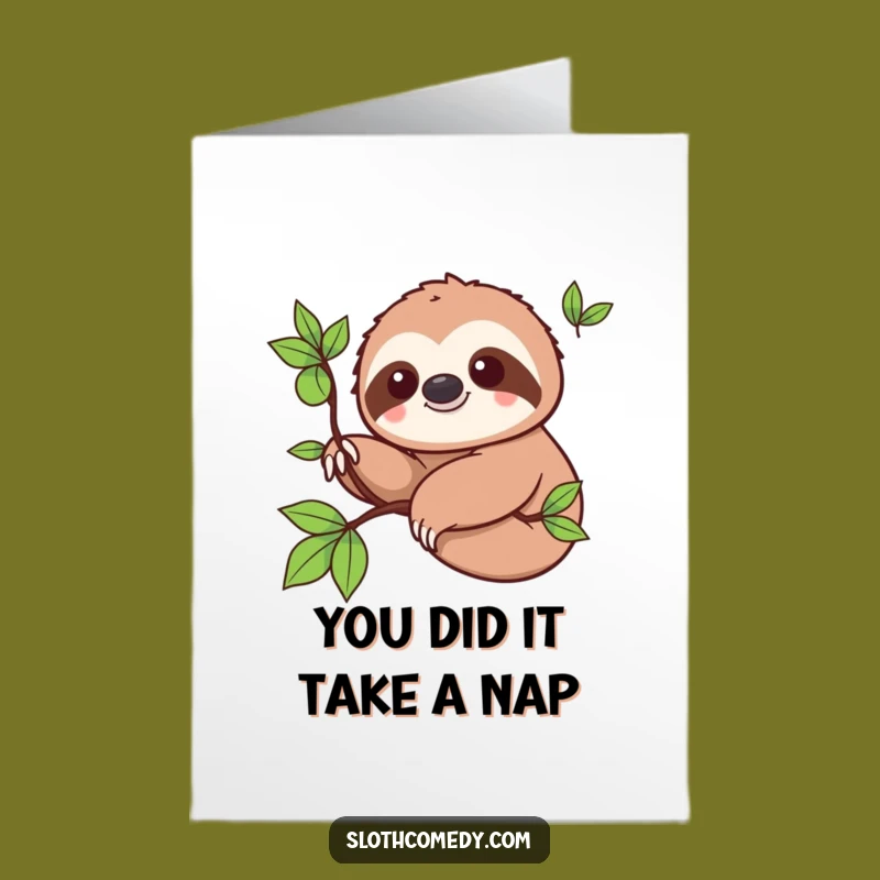Free Printable Congrats Card: Kawaii Sloth Slow Reach, Hilarious Downloadable Gift