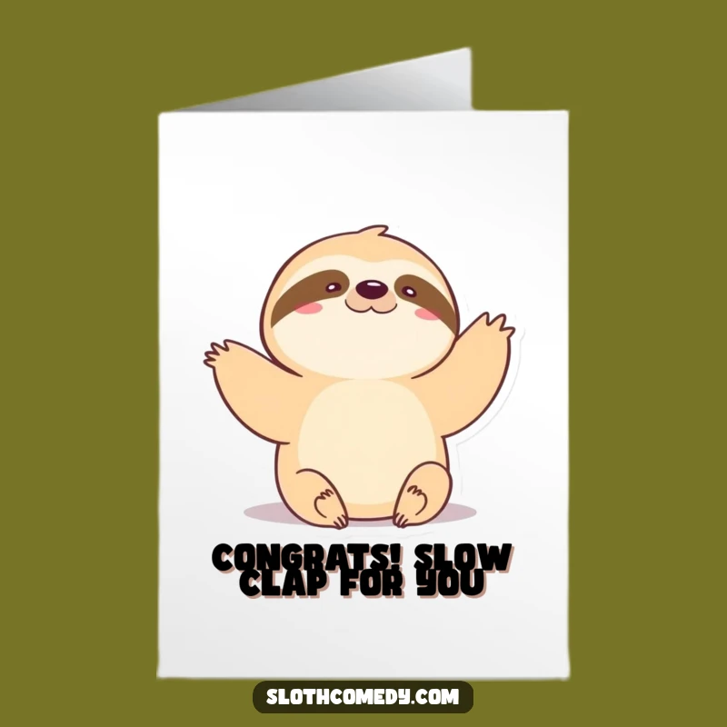 Free Printable Congrats Card: Kawaii Sloth Wave, Hilarious Downloadable Gift