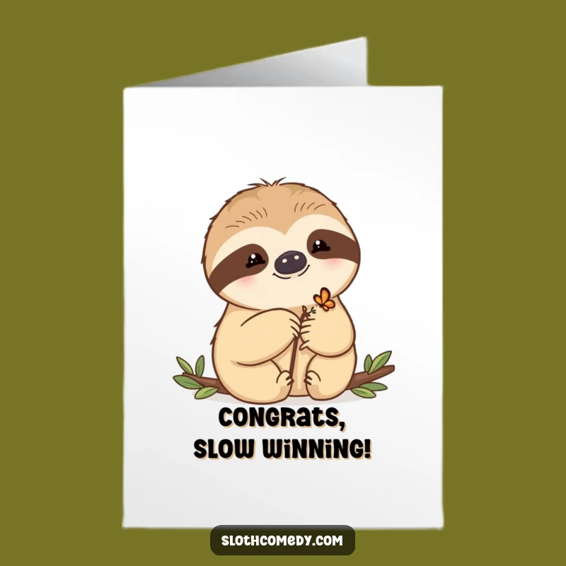 Free Printable Congrats Card: Sloth Butterfly - Gentle Celebration Download