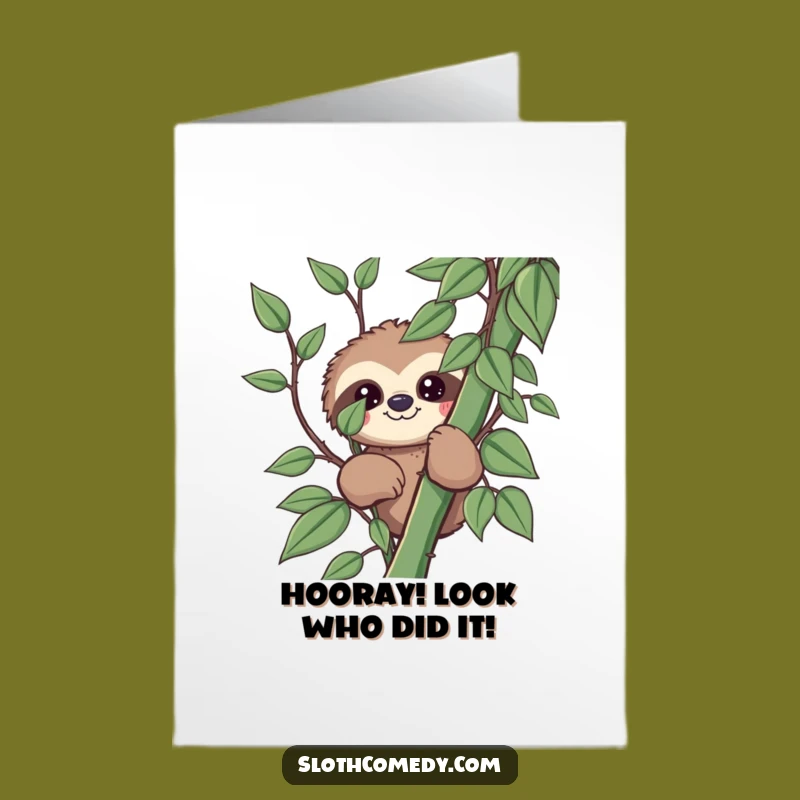 Free Printable Congrats Card: Sloth Peeking - Downloadable & Quirky Gift