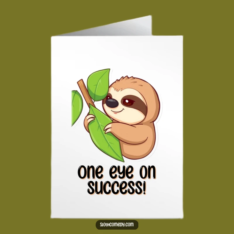 Free Printable Congrats Card: Sloth Reaching Leaf Funny Effort Downloadable