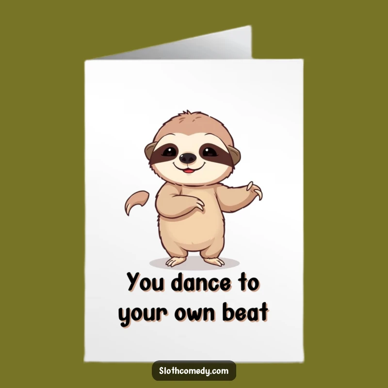 Free Printable Congratulations Card: Dancing Sloth, Funny Downloadable Gift for Slow & Steady Wins