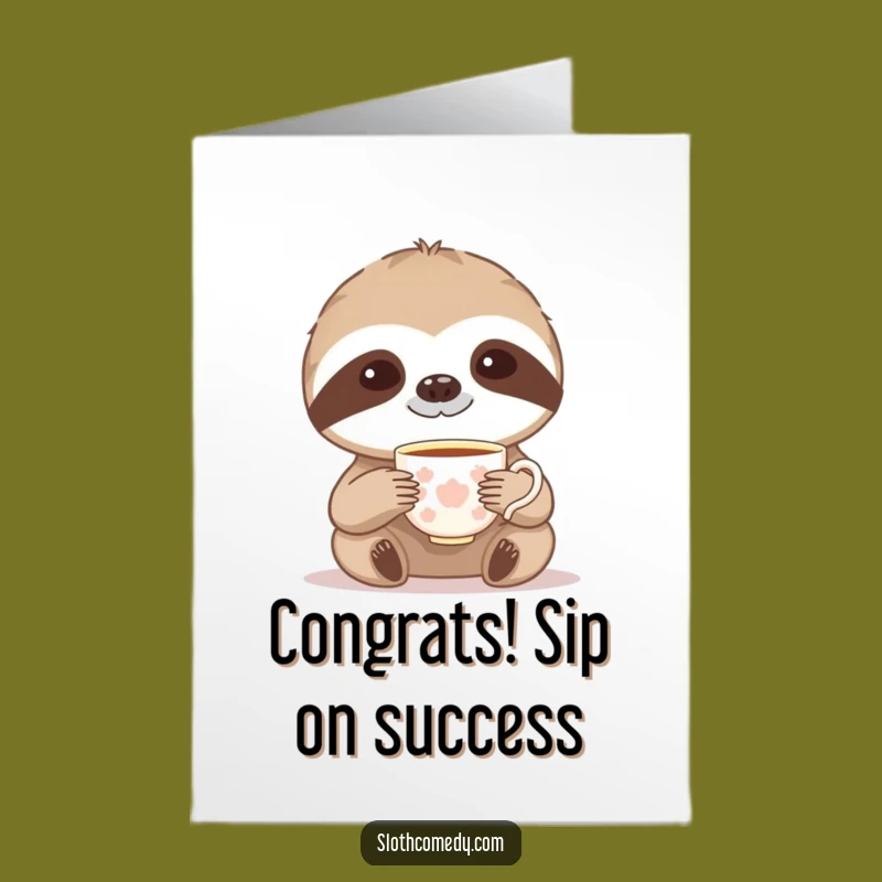 Free Printable Teacup Sloth Congrats Card - Sophisticated Funny Downloadable Greeting