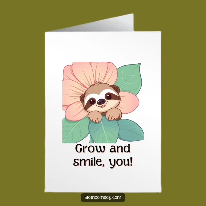 Free Printable Sloth Flower Congrats Card: Happy Peek Downloadable