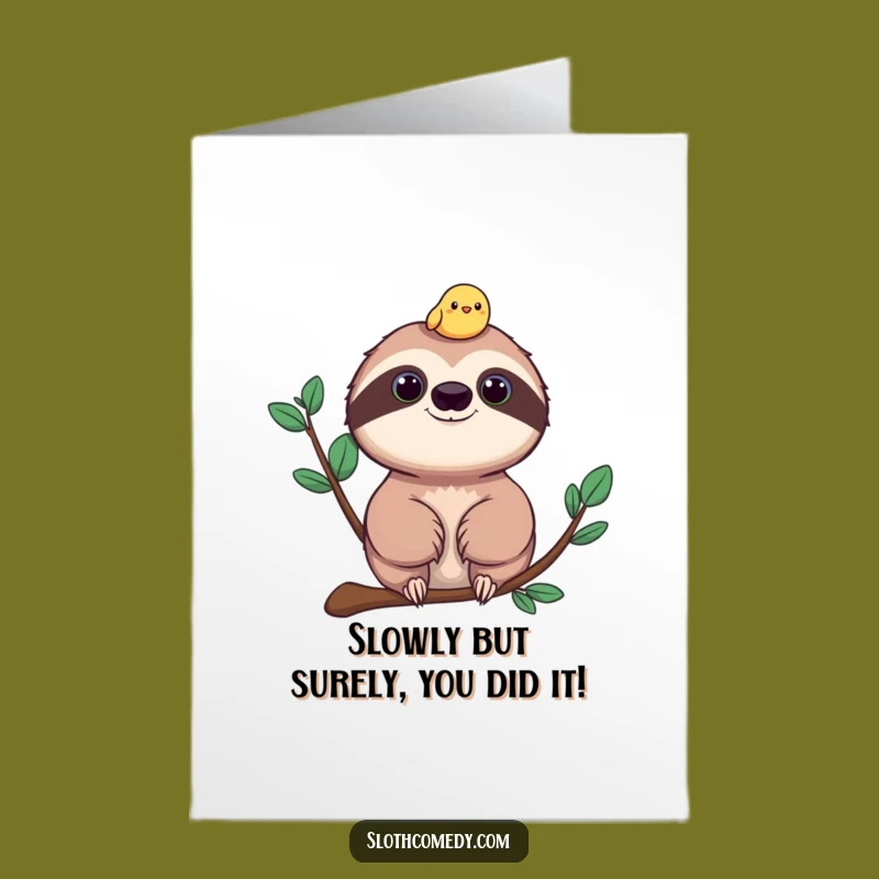 Free Printable Congrats Card: Sloth & Bird Pals - Funny Downloadable Success
