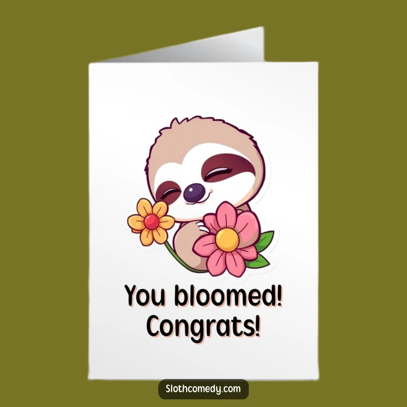 Free Printable Congrats Card: Funny Sloth's Gentle Nod, Slow Cheers!