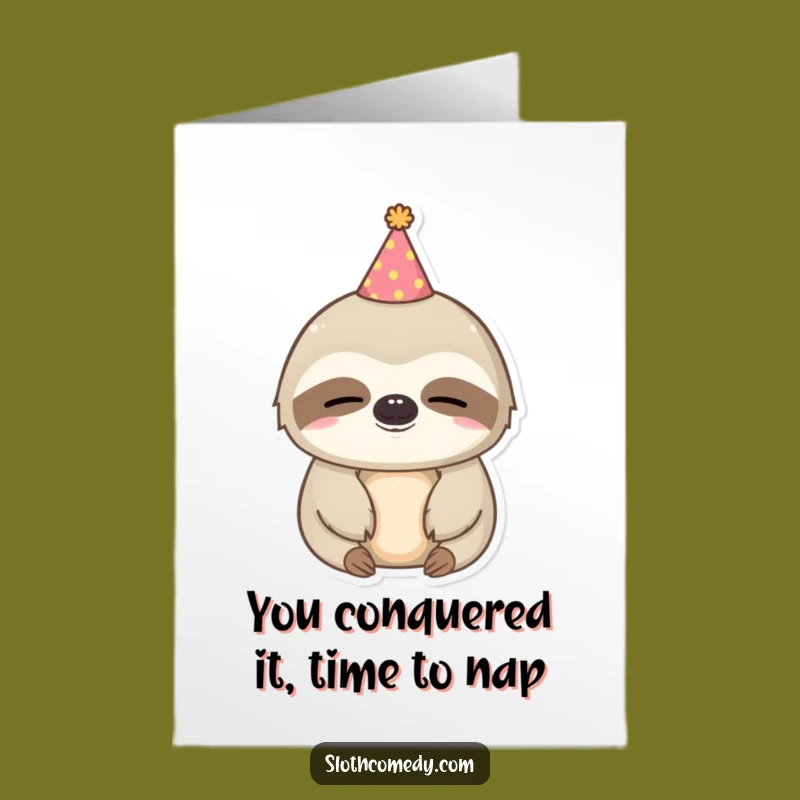 Free Printable Congrats Card: Sleepy Sloth Celebration Funny Downloadable Gift