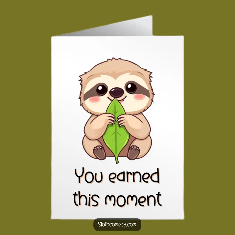 Free Printable Congrats Card: Sloth's Leafy Triumph, Humorous DIY Downloadable Gift