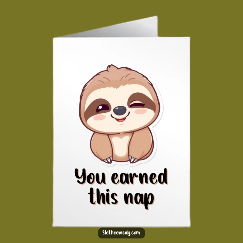 Free Printable Congrats Card: Smiling Sloth Blinking, Slow Achievement Downloadable