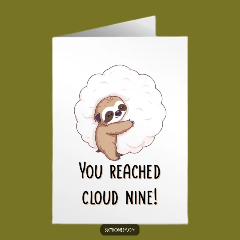 Free Printable Congrats Card: Sloth Hugs Cloud - Humorous Downloadable Joy