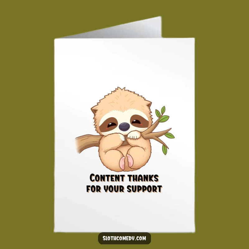 Free Printable Sloth Thank You Card Funny Downloadable Gift 'Contented Hug' Thanks