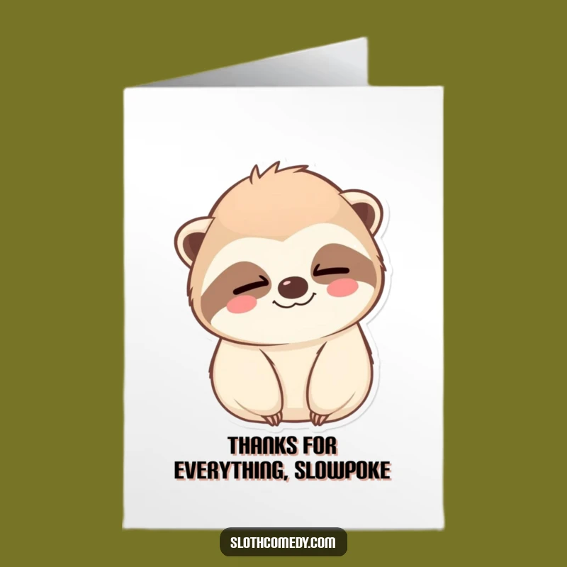 Free Printable Sloth Thank You Card Funny Downloadable Gift 'Slow Wink' Gratitude