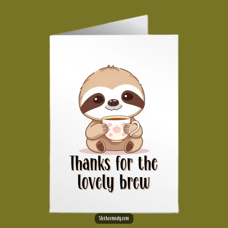 Free Printable Teacup Sloth Thank You Card - Graceful Funny Downloadable Appreciation