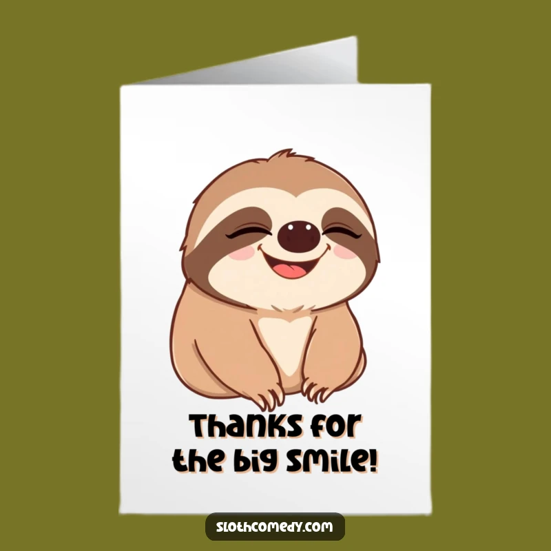 Free Printable Thank You Card: Amusing Sloth Grin Downloadable Greeting Expressing Thanks