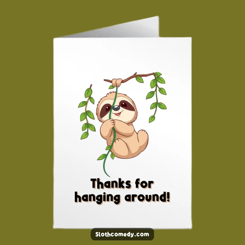 Free Printable Thank You Card: Amusing Sloth Vine Tangled Downloadable Greeting for Gratitude