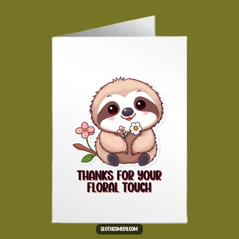 Free Printable Thank You Card: Flower Sloth! Cute Downloadable Greeting for Sweet Appreciation