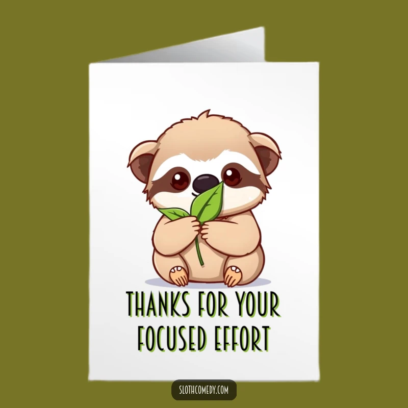 Free Printable Thank You Card: Focused Gratitude Sloth Funny Downloadable Gift