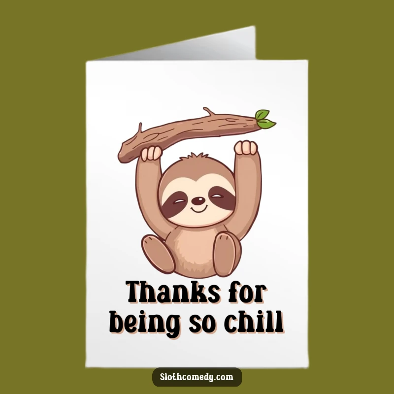 Free Printable Thank You Card: Grateful Sloth Slow Smile Funny Downloadable Gift