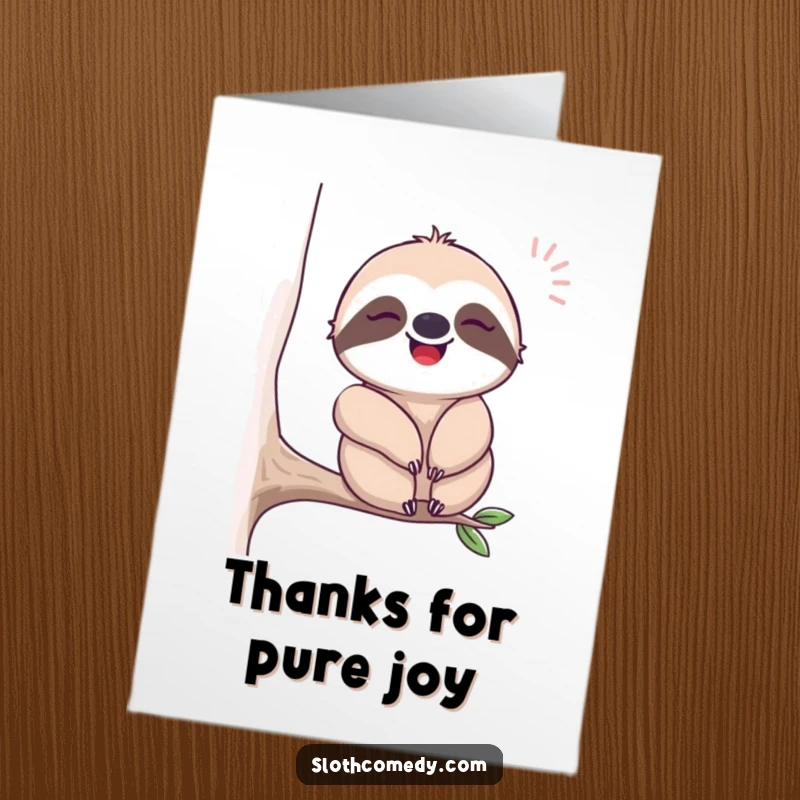 Funny Free Printable Thank You Card captures a sloth’s serene happiness while swaying and sighing contentedly.