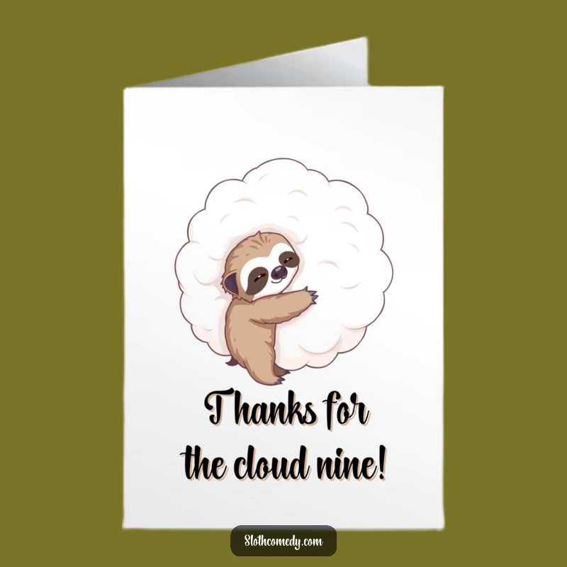 Free Printable Thank You Card: Sloth Cloud Hug - Funny Downloadable Gratitude