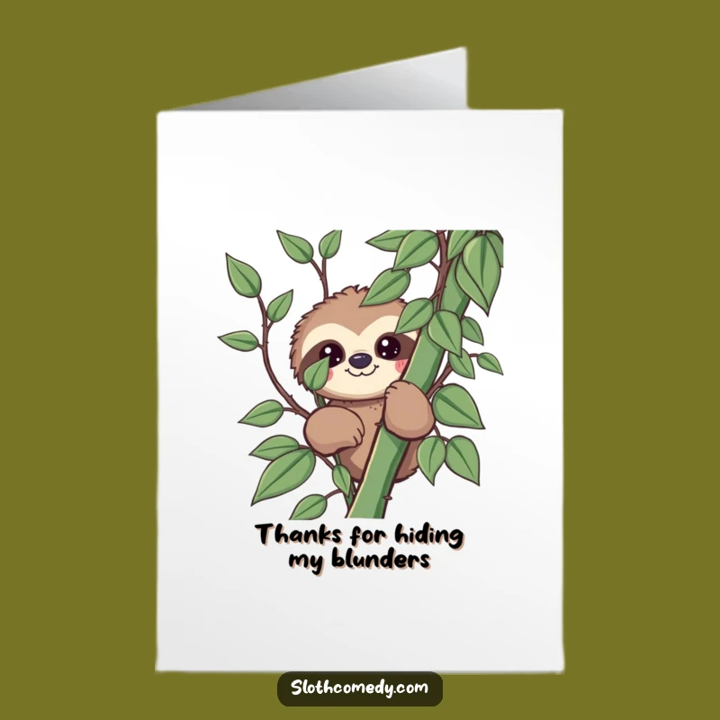 Free Printable Thank You Card: Sloth Peek - Downloadable & Humorous Gift