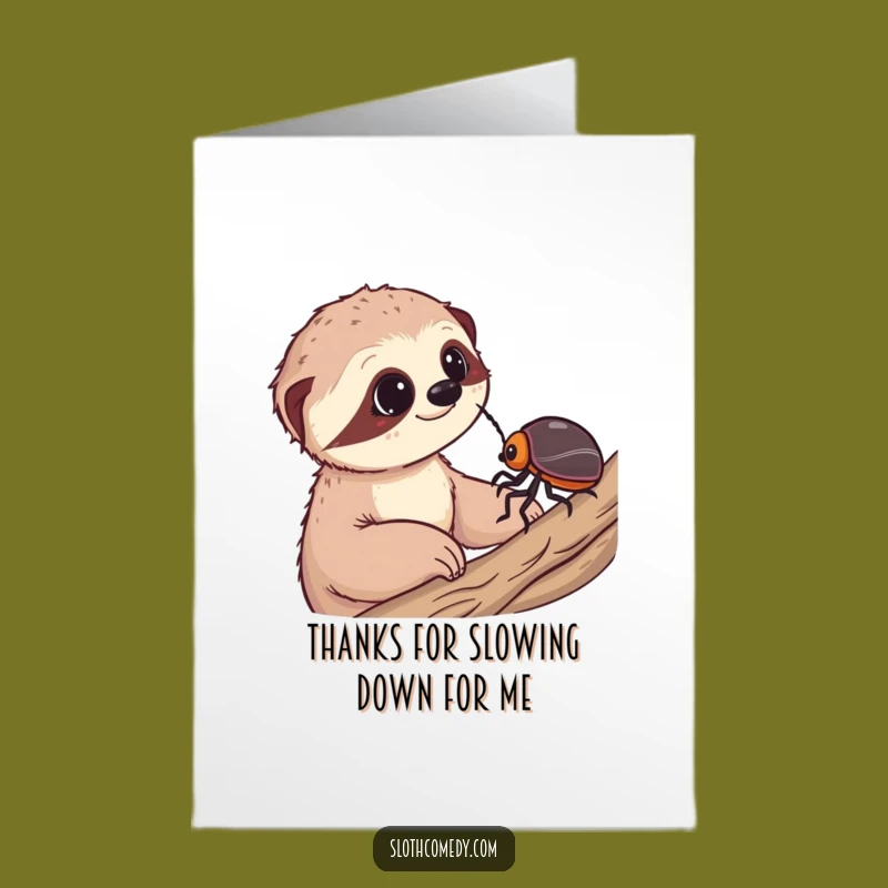 Free Printable Thank You Card: Whimsical Sloth, Funny Downloadable Gift for Slow Appreciation
