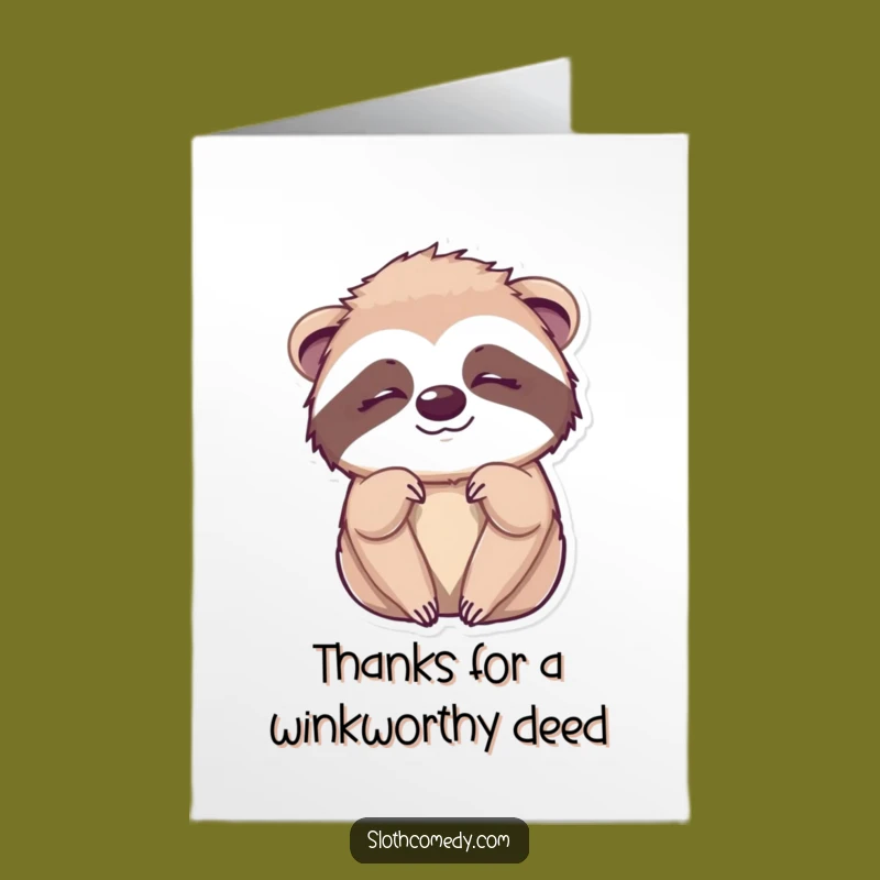 Free Printable Thank You Card: Sleepy Wink Sloth! Cheeky Downloadable Greeting for Appreciation