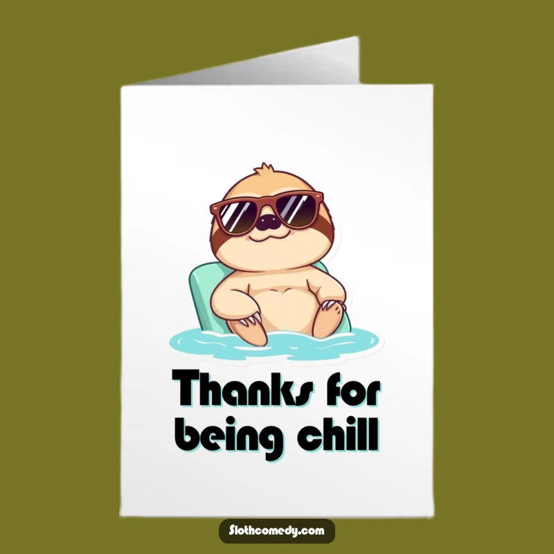 Free Printable Thank You Card: Cool Sloth Sunbathing - Funny Downloadable